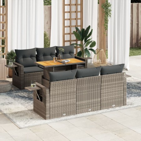 Set de sofás de jardín 7 pzas con cojines ratán sintético gris de , Conjuntos de jardín - Ref: Foro24-3327112, Precio: 525,87...