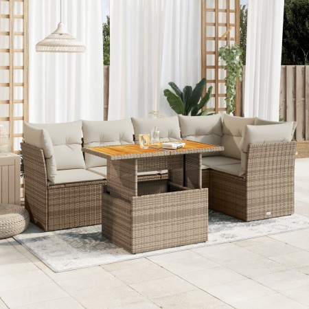 Juego de sofás jardín con cojines 6 pzas ratán sintético beige de , Conjuntos de jardín - Ref: Foro24-3326928, Precio: 480,41...