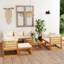 Muebles de jardín 10 pzas cojines crema madera maciza acacia de vidaXL, Conjuntos de jardín - Ref: Foro24-3057647, Precio: 99...