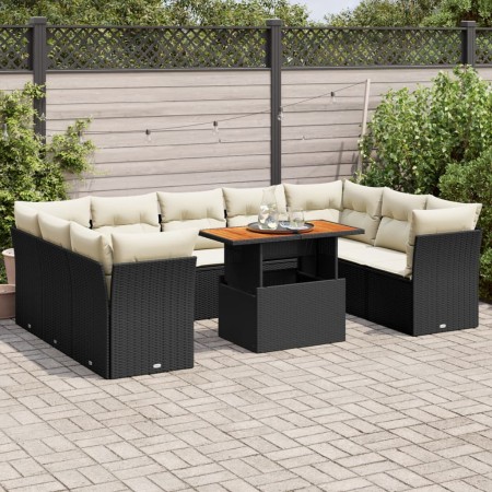 Set de sofás de jardín y cojines 10 pzas ratán sintético negro de , Conjuntos de jardín - Ref: Foro24-3326968, Precio: 631,26...