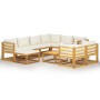 Muebles de jardín 10 pzas cojines crema madera maciza acacia de vidaXL, Conjuntos de jardín - Ref: Foro24-3057647, Precio: 99...