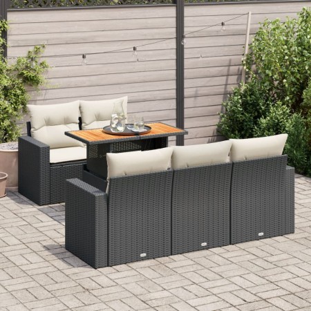 Set de sofás de jardín 6 piezas y cojines ratán sintético negro de , Conjuntos de jardín - Ref: Foro24-3326989, Precio: 445,6...