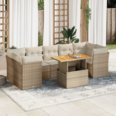 Set de sofás de jardín y cojines 8 piezas ratán sintético beige de , Conjuntos de jardín - Ref: Foro24-3326900, Precio: 569,7...