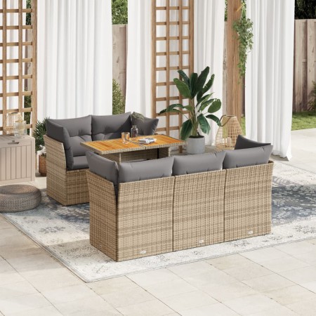 Juego de sofás jardín con cojines 6 pzas ratán sintético beige de , Conjuntos de jardín - Ref: Foro24-3326887, Precio: 453,19...