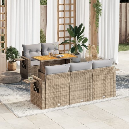 Juego de sofás jardín con cojines 6 pzas ratán sintético beige de , Conjuntos de jardín - Ref: Foro24-3327104, Precio: 517,30...