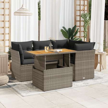 Juego de sofás jardín con cojines 5 pzas ratán sintético gris de , Conjuntos de jardín - Ref: Foro24-3326923, Precio: 374,93 ...