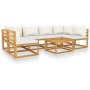 Muebles de jardín 7 pzas cojines crema madera maciza de acacia de vidaXL, Conjuntos de jardín - Ref: Foro24-3057653, Precio: ...