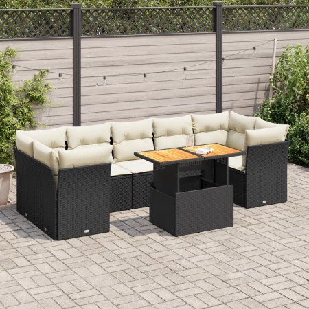 Set de sofás de jardín y cojines 8 piezas ratán sintético negro de , Conjuntos de jardín - Ref: Foro24-3326898, Precio: 528,7...