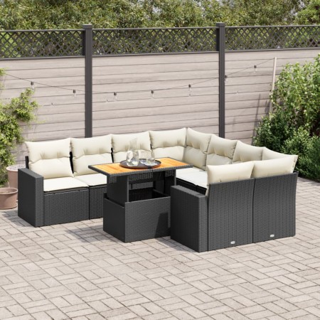 Set de sofás de jardín con cojines 9 pzas ratán sintético negro de , Conjuntos de jardín - Ref: Foro24-3327017, Precio: 589,1...