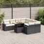 Set de sofás de jardín con cojines 9 pzas ratán sintético negro de , Conjuntos de jardín - Ref: Foro24-3327017, Precio: 589,1...