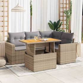 Juego de sofás jardín con cojines 5 pzas ratán sintético beige de , Conjuntos de jardín - Ref: Foro24-3327034, Precio: 414,06...
