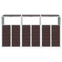 Cobertizo de 3 contenedores basura acero marrón 216x81x115 cm de , Soportes para contenedores de residuos - Ref: Foro24-40061...