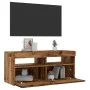 Mueble TV luces LED madera ingeniería envejecida 90x35x40 cm de , Muebles TV - Ref: Foro24-856307, Precio: 68,53 €, Descuento: %