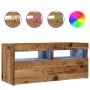 Mueble TV luces LED madera ingeniería envejecida 90x35x40 cm de , Muebles TV - Ref: Foro24-856307, Precio: 68,53 €, Descuento: %