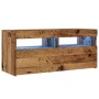 Mueble TV luces LED madera ingeniería envejecida 90x35x40 cm de , Muebles TV - Ref: Foro24-856307, Precio: 69,65 €, Descuento: %
