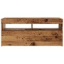 Mueble TV luces LED madera ingeniería envejecida 90x35x40 cm de , Muebles TV - Ref: Foro24-856307, Precio: 69,65 €, Descuento: %