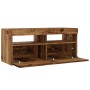 Mueble TV luces LED madera ingeniería envejecida 90x35x40 cm de , Muebles TV - Ref: Foro24-856307, Precio: 69,65 €, Descuento: %