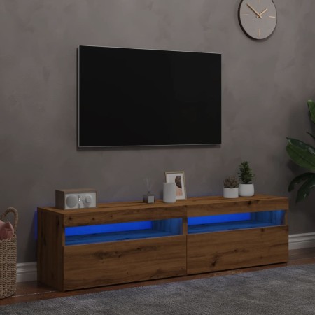 Muebles TV con luces LED 2 uds madera ingeniería roble artisan de , Muebles TV - Ref: Foro24-856318, Precio: 85,70 €, Descuen...