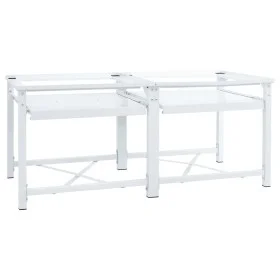 Soporte pedestal doble lavadora con estantes extraíbles blanco de , Accesorios para lavadoras y secadoras - Ref: Foro24-40098...