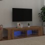 Mueble de TV luces LED madera roble artisan 135x39x30 cm de , Muebles TV - Ref: Foro24-856324, Precio: 78,92 €, Descuento: %