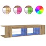 Mueble de TV luces LED madera roble artisan 135x39x30 cm de , Muebles TV - Ref: Foro24-856324, Precio: 78,92 €, Descuento: %