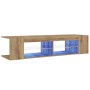 Mueble de TV luces LED madera roble artisan 135x39x30 cm de , Muebles TV - Ref: Foro24-856324, Precio: 78,92 €, Descuento: %