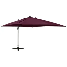 Sombrilla voladiza con poste y luces LED rojo burdeos 300 cm de vidaXL, Sombrillas - Ref: Foro24-312350, Precio: 270,66 €, De...
