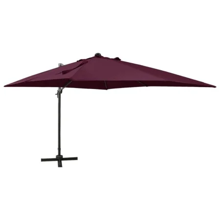 Sombrilla voladiza con poste y luces LED rojo burdeos 300 cm de vidaXL, Sombrillas - Ref: Foro24-312350, Precio: 270,66 €, De...