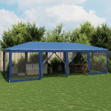 Carpa para fiestas con 12 paredes de malla HDPE azul 8x4 m de , Carpas y cenadores - Ref: Foro24-4010072, Precio: 207,60 €, D...