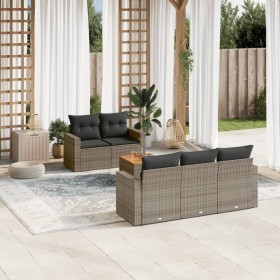 Set de muebles de jardín 6 pzas y cojines ratán sintético gris en Conjuntos de jardín | Comprar online en Foru.es
