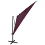 Sombrilla voladiza con poste y luces LED rojo burdeos 300 cm de vidaXL, Sombrillas - Ref: Foro24-312350, Precio: 270,66 €, De...