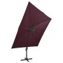 Sombrilla voladiza con poste y luces LED rojo burdeos 300 cm de vidaXL, Sombrillas - Ref: Foro24-312350, Precio: 270,66 €, De...