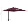 Sombrilla voladiza con poste y luces LED rojo burdeos 300 cm de vidaXL, Sombrillas - Ref: Foro24-312350, Precio: 270,66 €, De...