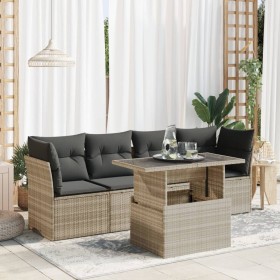 Set de sofás jardín y cojines 5 pzas ratán sintético gris claro de , Conjuntos de jardín - Ref: Foro24-3326093, Precio: 375,9...