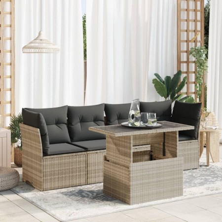 Set de sofás jardín y cojines 5 pzas ratán sintético gris claro de , Conjuntos de jardín - Ref: Foro24-3326093, Precio: 375,9...
