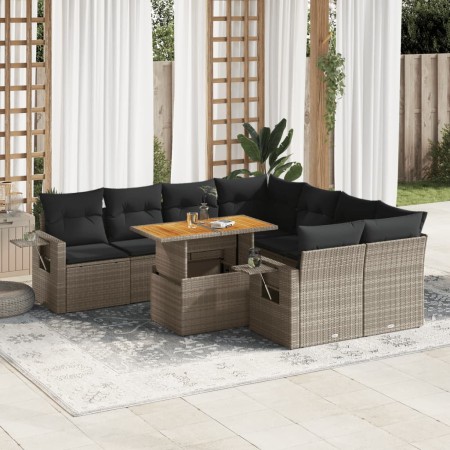 Set de sofás de jardín con cojines 9 pzas ratán sintético gris de , Conjuntos de jardín - Ref: Foro24-3327133, Precio: 613,39...