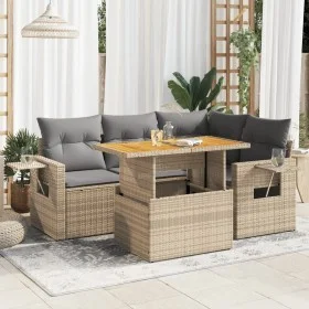 Juego de sofás jardín con cojines 5 pzas ratán sintético beige de , Conjuntos de jardín - Ref: Foro24-3327146, Precio: 408,41...