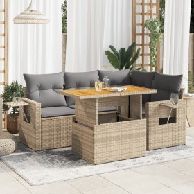 Juego de sofás jardín con cojines 5 pzas ratán sintético beige de , Conjuntos de jardín - Ref: Foro24-3327146, Precio: 414,06...