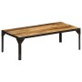 Mesa de centro de madera maciza de mango rugosa y acero 110 cm en Mesas de centro | Comprar online en Foru.es