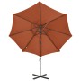 Sombrilla voladiza con poste y luces LED terracota 300 cm de vidaXL, Sombrillas - Ref: Foro24-312335, Precio: 184,71 €, Descu...