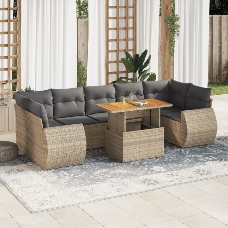 Set de sofás de jardín y cojines 8 piezas ratán sintético beige de , Conjuntos de jardín - Ref: Foro24-3327237, Precio: 575,1...