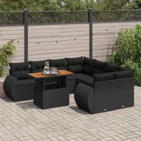 Set de sofás de jardín con cojines 9 pzas ratán sintético negro de , Conjuntos de jardín - Ref: Foro24-3327240, Precio: 621,7...