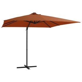 Sombrilla voladiza con luces LED terracota 250x250 cm de vidaXL, Sombrillas - Ref: Foro24-312311, Precio: 88,08 €, Descuento: %