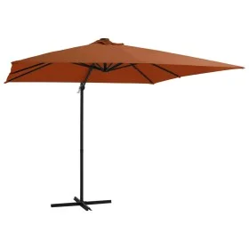 Sombrilla voladiza con luces LED terracota 250x250 cm de vidaXL, Sombrillas - Ref: Foro24-312311, Precio: 87,73 €, Descuento: %