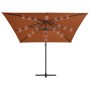 Sombrilla voladiza con luces LED terracota 250x250 cm de vidaXL, Sombrillas - Ref: Foro24-312311, Precio: 88,08 €, Descuento: %