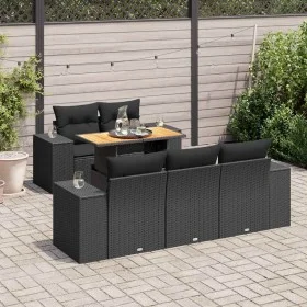 Set de sofás de jardín 6 piezas y cojines ratán sintético negro by , Garden sets - Ref: Foro24-3327324, Price: 503,66 €, Disc...