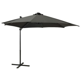 Sombrilla voladiza con poste y luces LED gris antracita 300 cm de vidaXL, Sombrillas - Ref: Foro24-312330, Precio: 205,94 €, ...