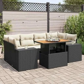 Set de sofás de jardín 7 pzas con cojines ratán sintético negro de , Conjuntos de jardín - Ref: Foro24-3327339, Precio: 500,7...