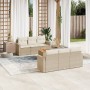 Set sofás de jardín 7 piezas y cojines ratán sintético beige en Conjuntos de jardín | Comprar online en Foru.es