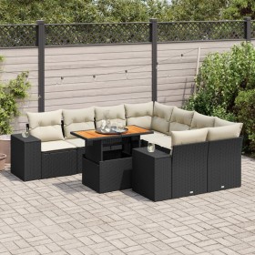 Set de sofás de jardín con cojines 9 pzas ratán sintético negro de , Conjuntos de jardín - Ref: Foro24-3327353, Precio: 598,8...